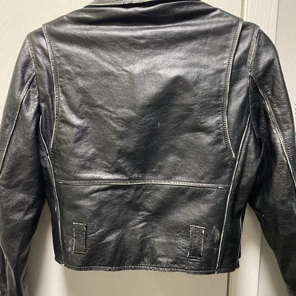 Nwt Women's‎ Re/done Brand Distressed Italian Leather Moto Black Jacket S $1250 - Picture 16 of 16